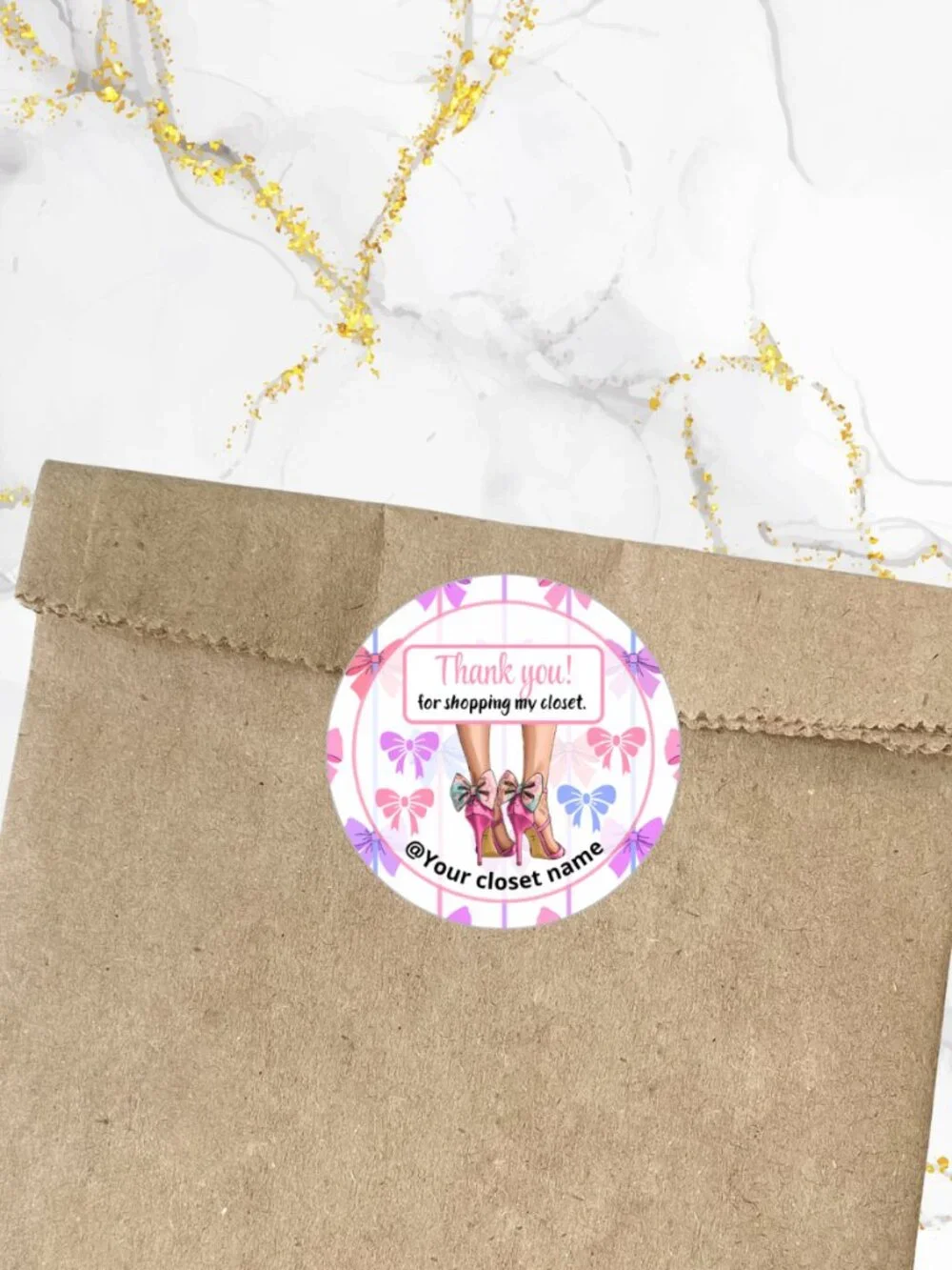 60 Personalized High Heels Thank You Stickers 2 inch Glossy